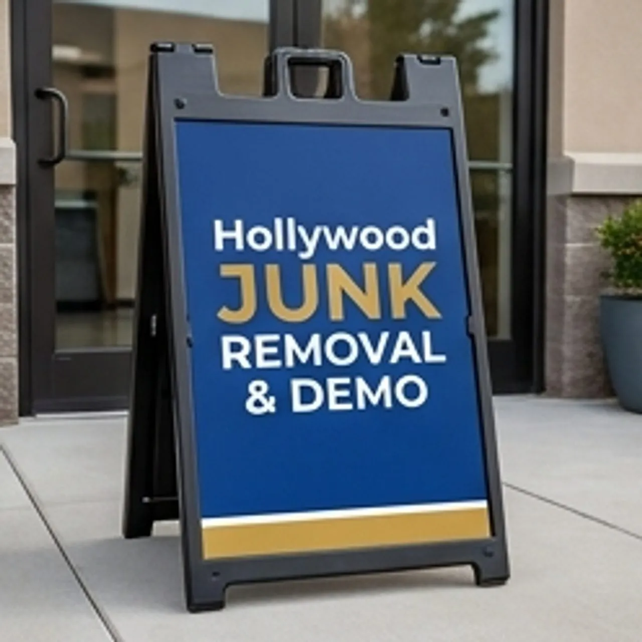 branded sign outside junk removal service